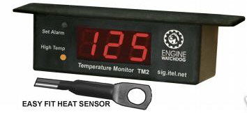 TM-2 Engine Watchdog DIGITAL TEMP GAUGE WITH ALARM - EASY TO INSTALL and LOW COST